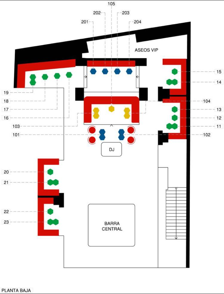 Plano mesas VIP Gunilla